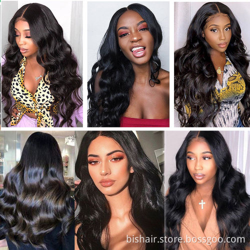13x4 frontal Wig Brazilian human hair 12" to 28" silk straight body wave kinky curly Virgin hair wigs long Afro wigs for women
